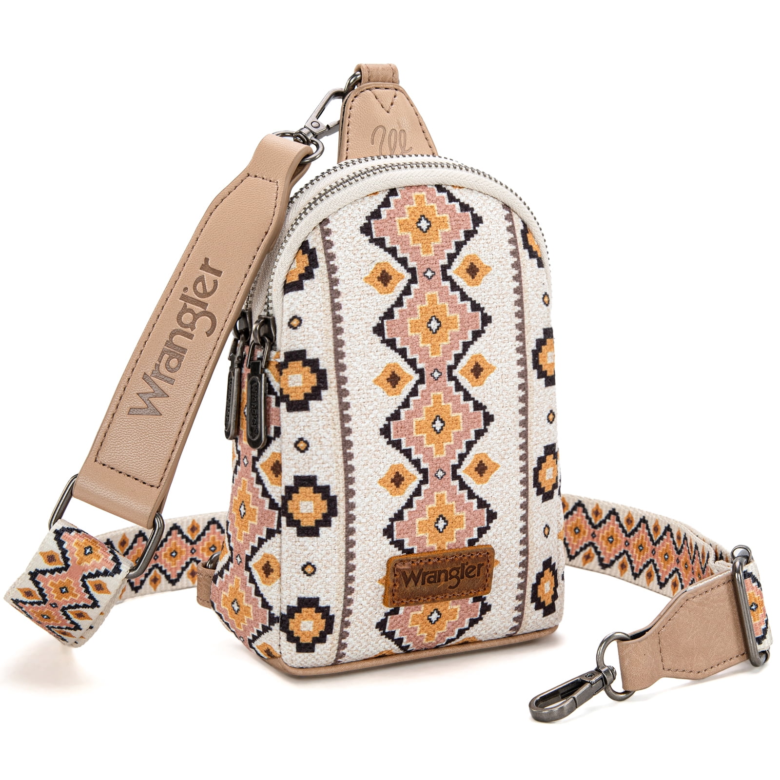 Wrangler Crossbody Sling Bags for Women Cross Body Purse with Detachable Strap, Tan