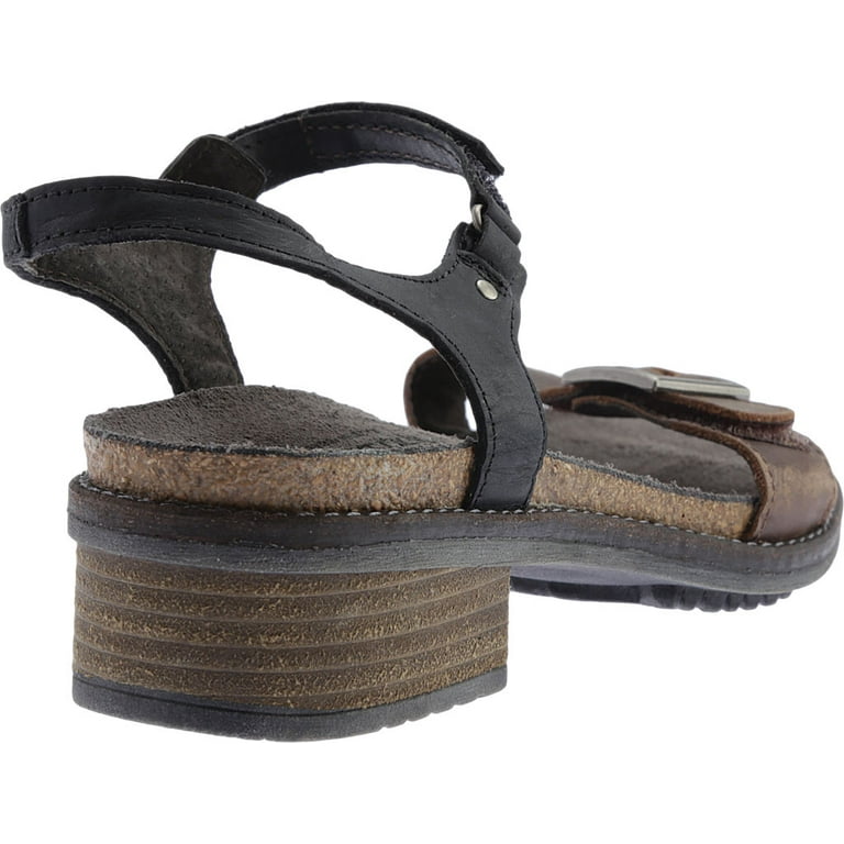 Women s Naot Boho Ankle Strap Sandal Crazy Horse Leather Oily Coal Nubuck 36 M Walmart