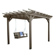 Highwood Bodhi 10' x 10' Pergola Set with 5ft Lehigh Porch Swing - Outdoor, Eco-friendly, Synthetic Wood