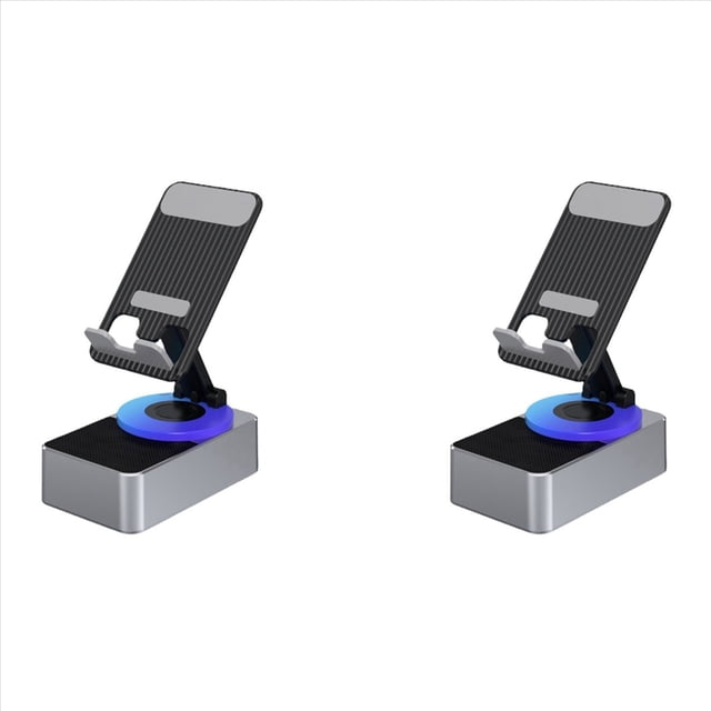 2X Soporte para Teléfono Móvil 3 en 1, Banco de Energía de Audio, Altavoz de Llamada Bluetooth, Escritorio Giratorio Plegable Multifunción, Gris