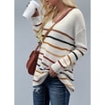 thumbnail image 3 of Asyoly Women’s Striped Knit Pullover Sweater V Neck Long Sleeve Casual Knitwear Cute Jumper Loose Tops, 3 of 6