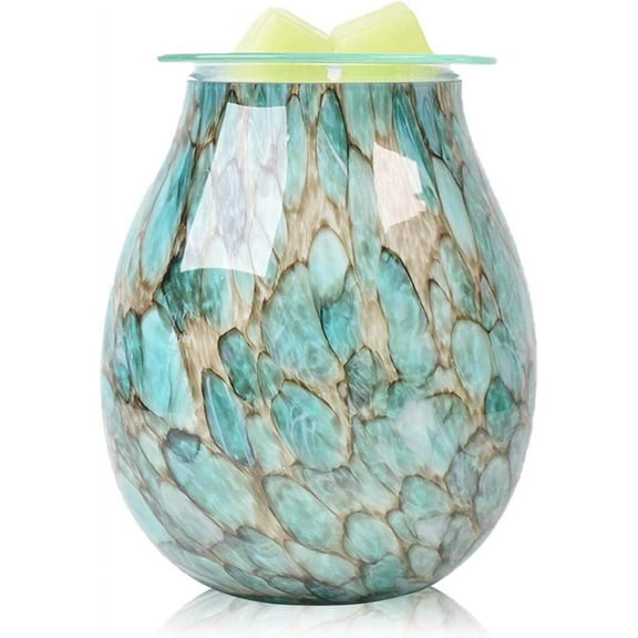 EQUSUPRO Wax Melt Warmer Electric Wax Tart Burner Art Glass Fragrance Wax Mlet Warmer for Scented Wax Night Light Aroma Decorative for Home Office Bedroom Living Room Gifts