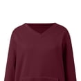 thumbnail image 2 of Vmvidoty Women's V-Neck Drop Shoulder Sweatshirt Casual Loose Fit Long Sleeve Pullover with Pockets(Wine, XL), 2 of 7