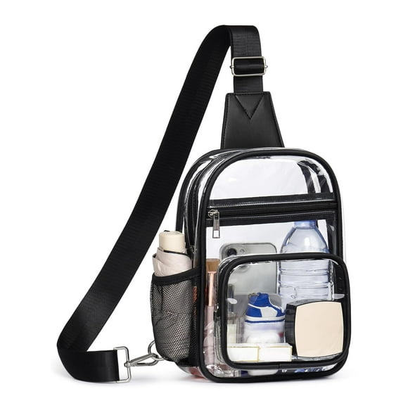 Bolsa transparente QOECI para eventos en estadios, color negro transparente