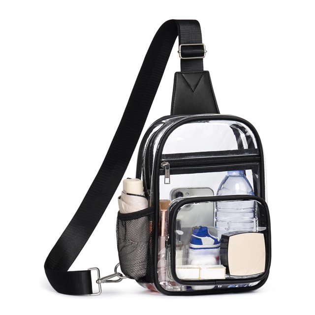 Bolsa transparente QOECI para eventos en estadios, color negro transparente