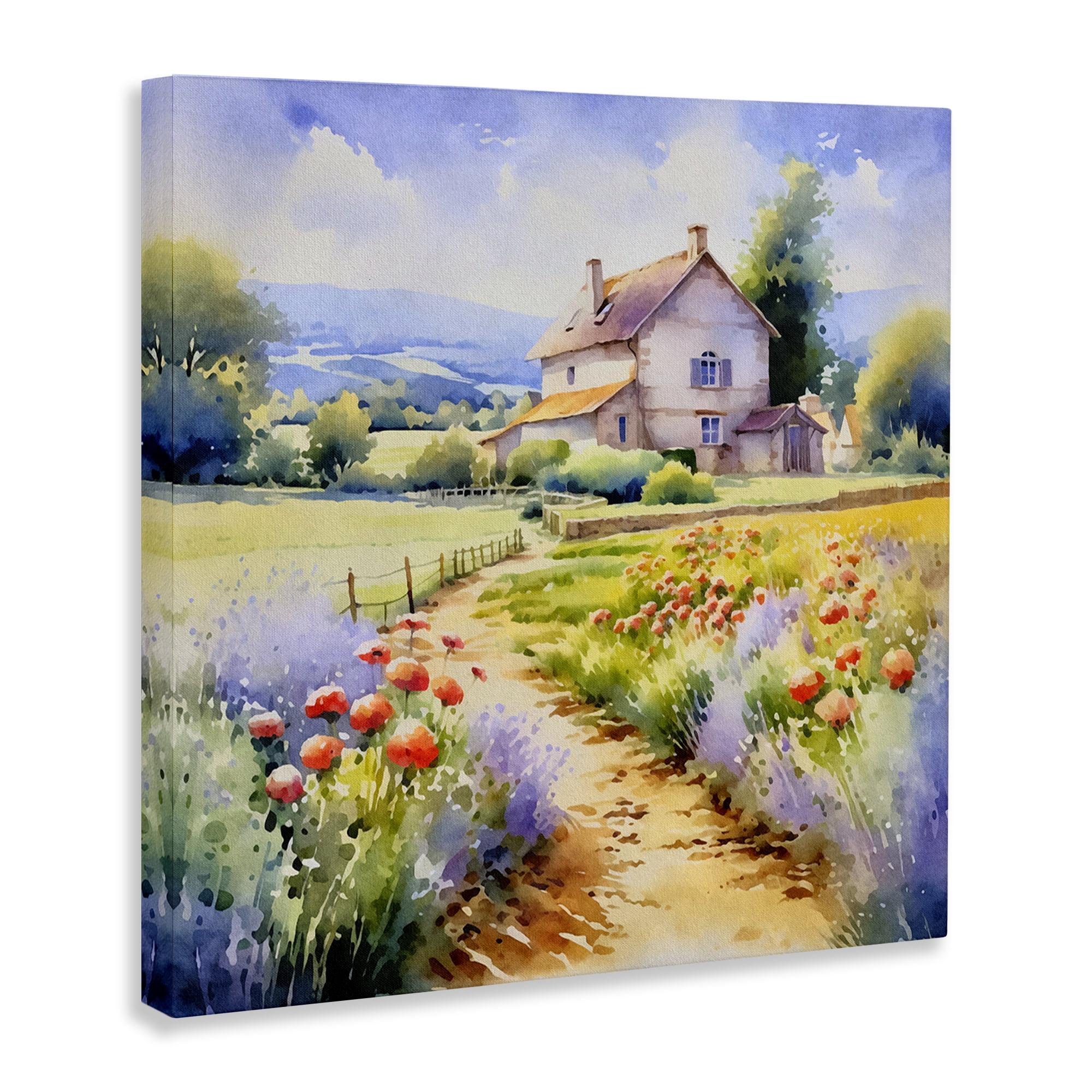 Stupell Industries Provence Cottage Gardens Landscape & Nature Painting Wrapped Canvas Art Print Wall Art, 24 x 24