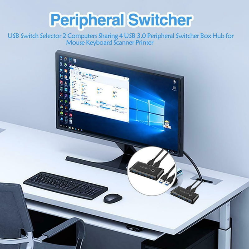 AUBEAMTO USB 3.0 Switcher Selector 2 Computers Sharing 4 USB Devices KVM Switch Hub Adapter for Keyboard Mouse Printer Scanner U-Disk, Hard Drives, Headsets, KVM Console Box Compatible with Mac/Win
