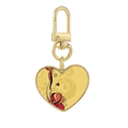 thumbnail image 1 of Flower s Colorful Art Grain Gold Heart Keychain Metal Keyring Holder, 1 of 3