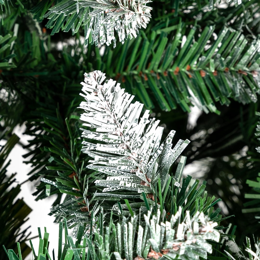 Kepooman 7FT Artificial Christmas Tree with Metal Stand for Home Office Party Decor, Xmas Tree with 1350 Branches Flocking Spray & Pine Cones, Green Kepooman 7FT Artificial Christmas Tree with Metal Stand for Home Office Party Decor, Xmas Tree with 1350 Branches Flocking Spray & Pine Cones, Green