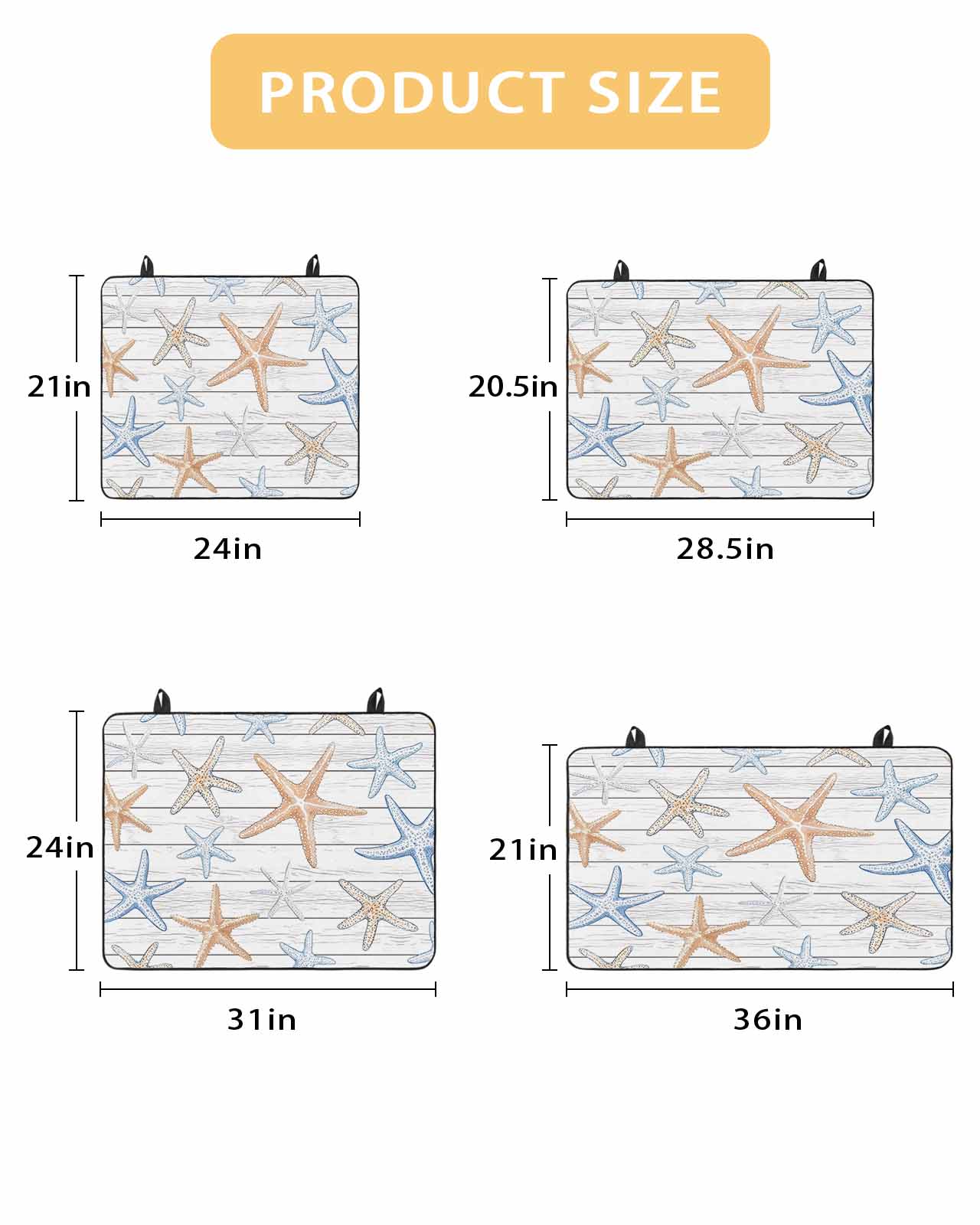 nqOlkjepod Large Induction Cooktop Protector Mat 36"x21", Orange Blue Starfish Stove Top Covers for Electric Stove, Summer Beach Coastal Wooden Stove Burner Cover Mats, Glass Top Stove Cover
