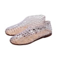 thumbnail image 2 of EliteGoogv Womens Mesh Ballet Flats Hollow Jelly Slip On Shoes For Women Clear Low Heel Summer Footwear White US:8, 2 of 9