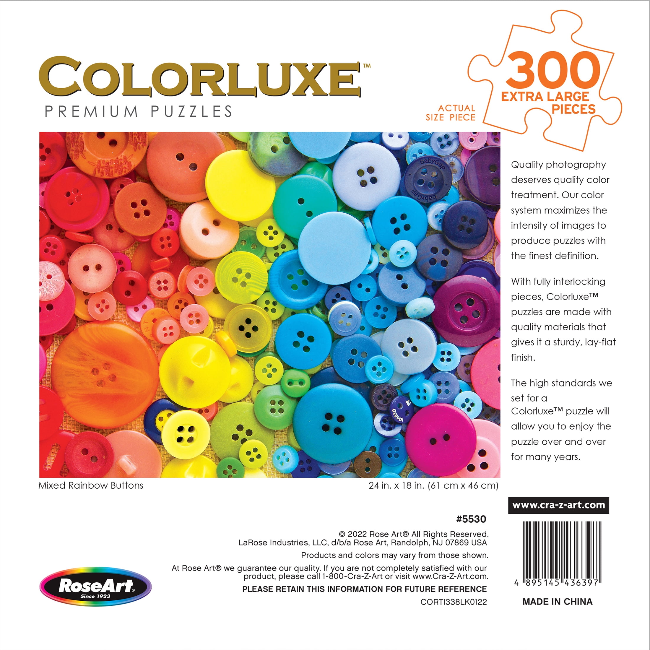 RoseArt Colorluxe 300 Piece Mixed Rainbow Buttons Jigsaw Puzzle
