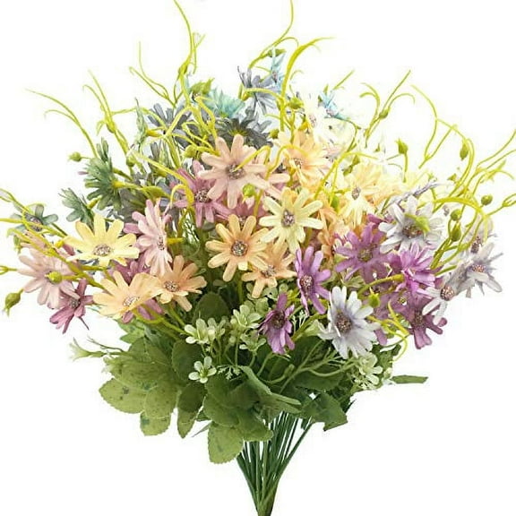 Guagb 6Pcs Artificial Daisy Silk Flower Outdoor UV Resistant Fake Wildflowers Faux Greenery Shrubs Plastic Plants Arrangements for Home Indoor Outside Garden Vase Decor