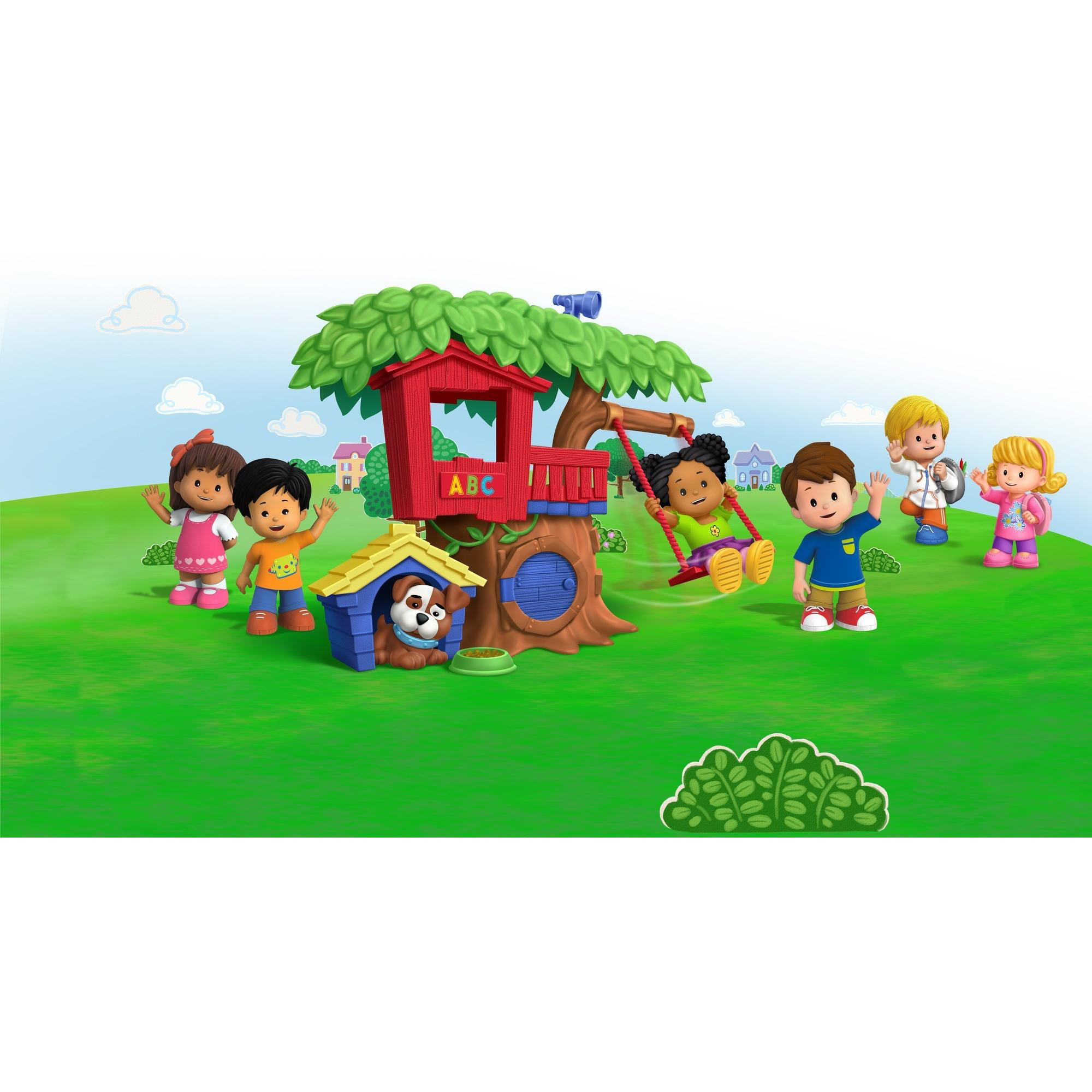 little people swing and share treehouse gift set