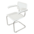 thumbnail image 4 of Breuer Chair Company Marcel Breuer B64 Cesca Cane Cantilever Armchair Arm Chair w/ Chrome Steel Frame White Wood & White Cane (Made in Italy) by Furnish Theory, 4 of 15