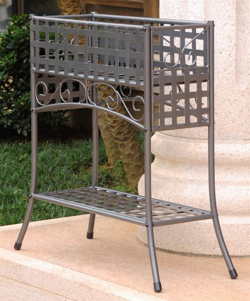 Iron Rectangular Indoor/Outdoor 2Tier Plant Stand in Pewter Walmart