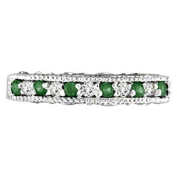 Green Emerald Eternity Stackable Wedding Band Ring 925 Sterling Silver Gemstone Jewelry For Women Gift