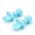 thumbnail image 2 of Silicone Baby Training Cutlery Set - BPA Free, Spoon and Fork (Blue), 2 of 5