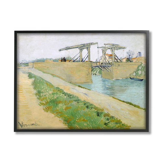 Stupell Industries De Brug Van Langlois Vincent van Gogh Bridge Painting Painting Black Framed Art Print Wall Art, Design by one1000paintings