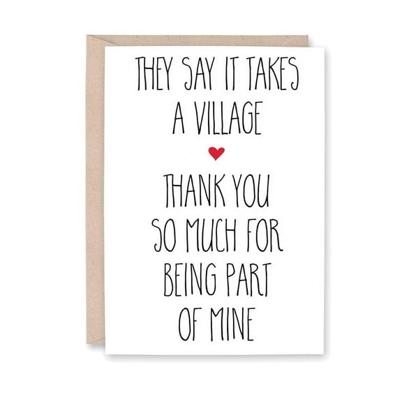 Thank You Card – "It Takes A Village" Heartfelt Gratitude Design – Blank Inside – Perfect for Showing Appreciation to Friends and Family