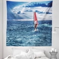 thumbnail image 1 of Ride the Wave Tapestry, Windsurfer in the Sea Exotic Adventure Happy Summer Beach Challenge Picture, Fabric Wall Hanging Decor for Bedroom Living Room Dorm, 5 Sizes, Night Blue, by Ambesonne, 1 of 1