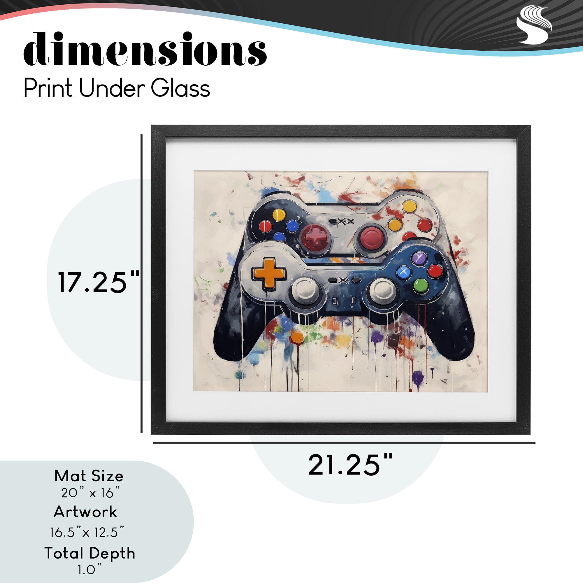 Stupell Industries Joystick Journeys Controller Duo Black Framed Print Under Glass, design by Lazar Studio