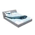 thumbnail image 2 of Ambesonne Animal Fitted Sheet & Pillow Sham Set, Whale with Striped Wave, Queen, White Dark Blue and Blue, 2 of 2