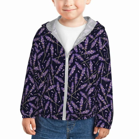 

Vsdgher Lavender Flowers Kids Sun Protection Hoodie with Zip Rash Guard Tops Children s Long Sleeve Sun Protection Clothing - 3 Years