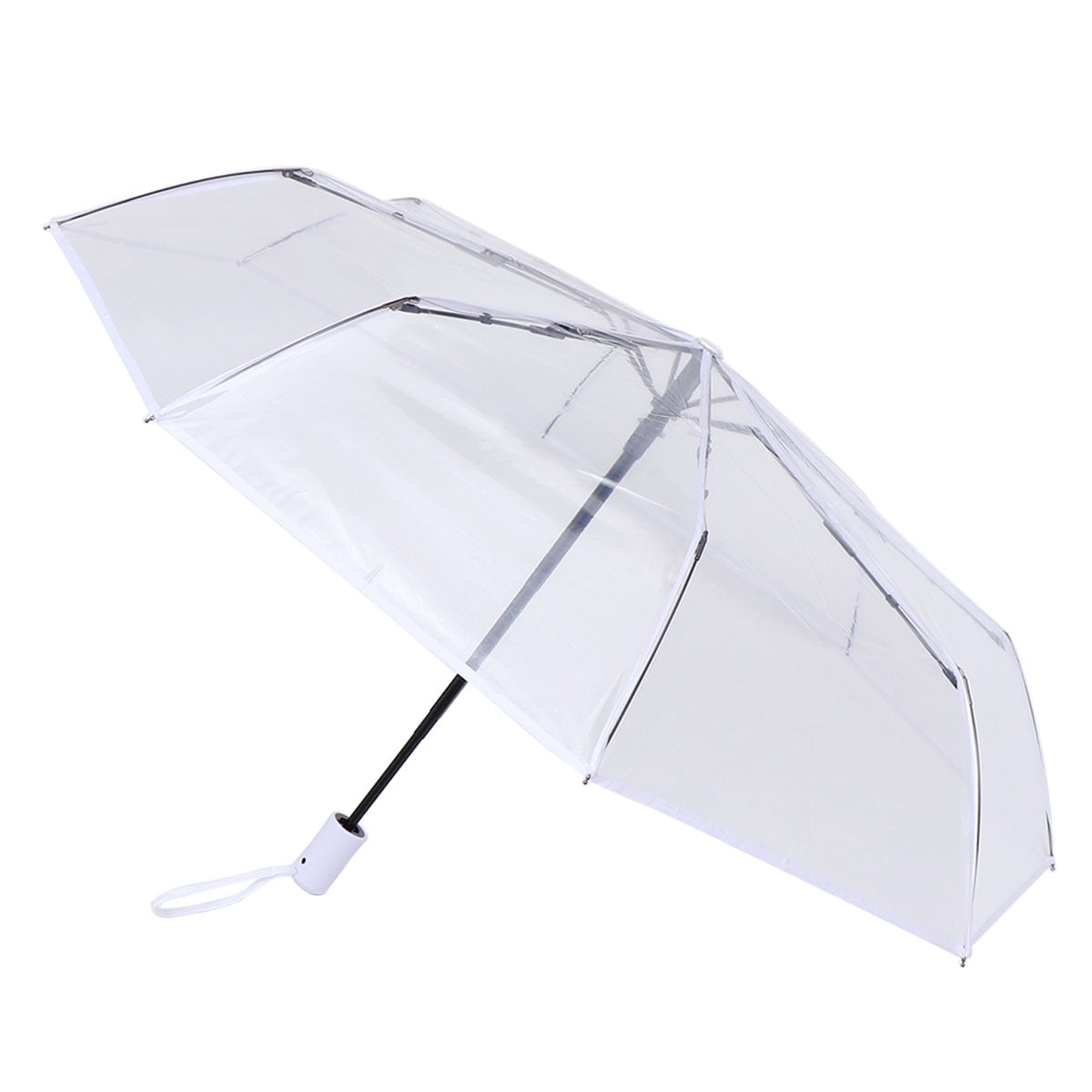 Raindrops Umbrellas Automatic Open Compact Outdoor Umbrella White Polyester Fiber from Sunburn 1Pack
