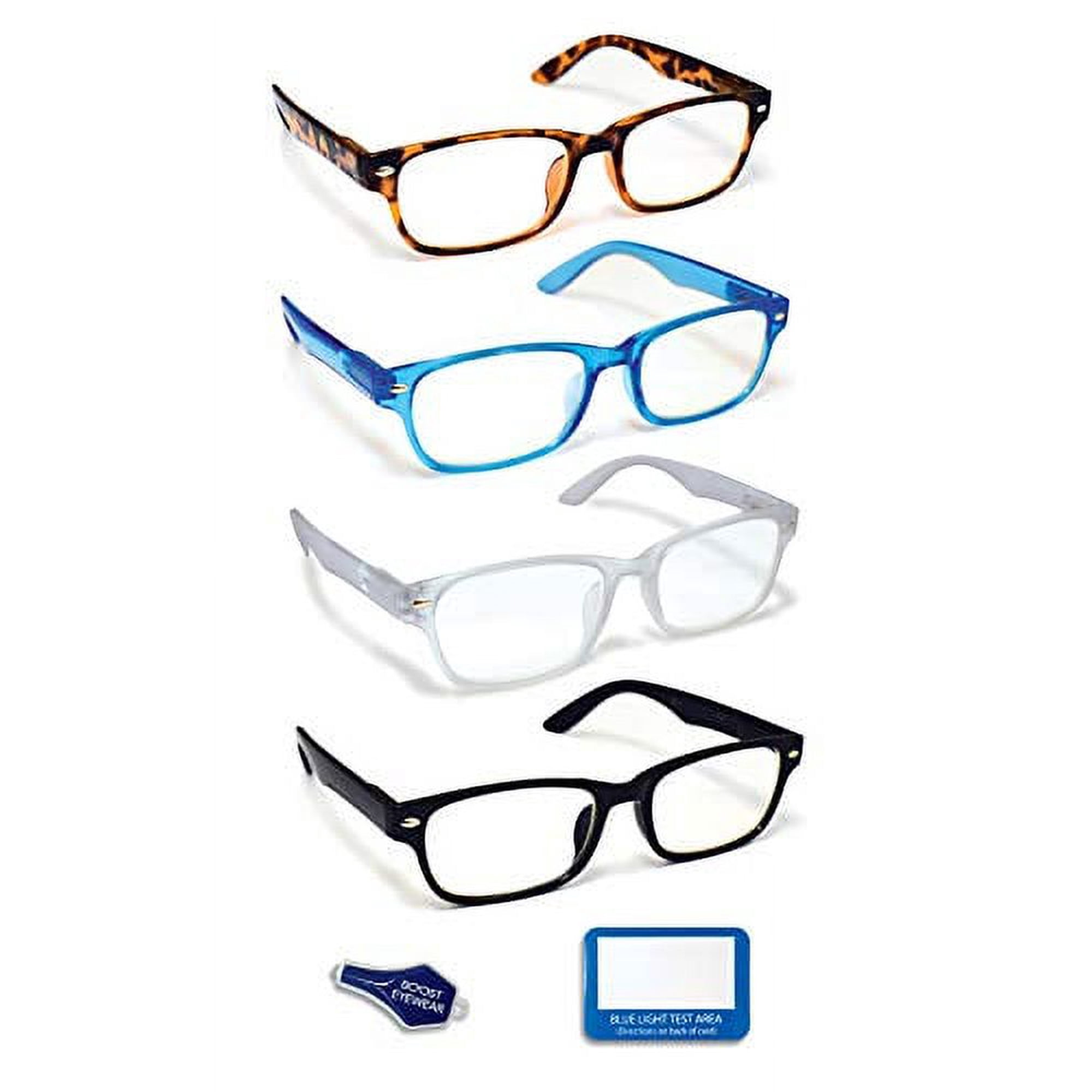 Blue Light Blocking Reading Glasses, 4 Pack, BOOST EYEWEAR, Antiglare, +2.50