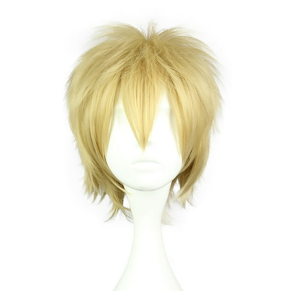 Unique Bargains Wigs for Women 12" Gold Tone Wigs with Wig Cap Short Hair
