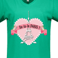 thumbnail image 4 of Inktastic Paris Oo-la-la with Eiffel Tower and Flowers in Pink Heart Women's V-Neck T-Shirt, 4 of 5