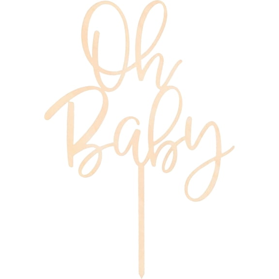 Oh Baby Cake Topper for Baby Boy Girl Shower Cake Decorations, Rustic Wood