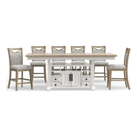 Pemberly Row Contemporary Island Counter Height Table with 6 chairs