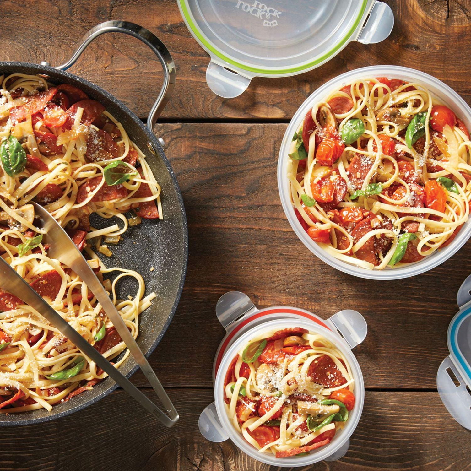 Starfrit LocknLock Easy Match Plastic Container - 47oz/1.4L - Airtight, Leakproof & Nestable - 4-Sided Locking Lid