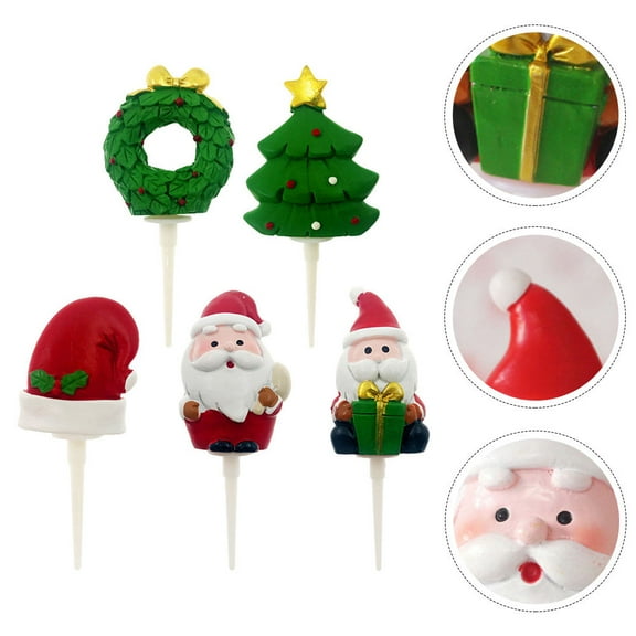 RENACLIPY Santa Cake Toppers Assorted Colors Resin Decorations for Christmas Holiday Baking Party Supplies