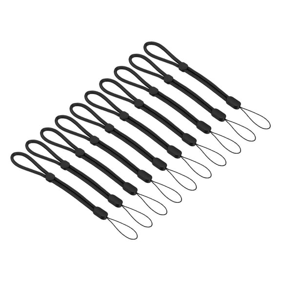 Uxcell 200mm 8 Inch Hand Wrist Strap Lanyards, 10 Pcs Nylon Adjustable Wristlet String Cord, Black