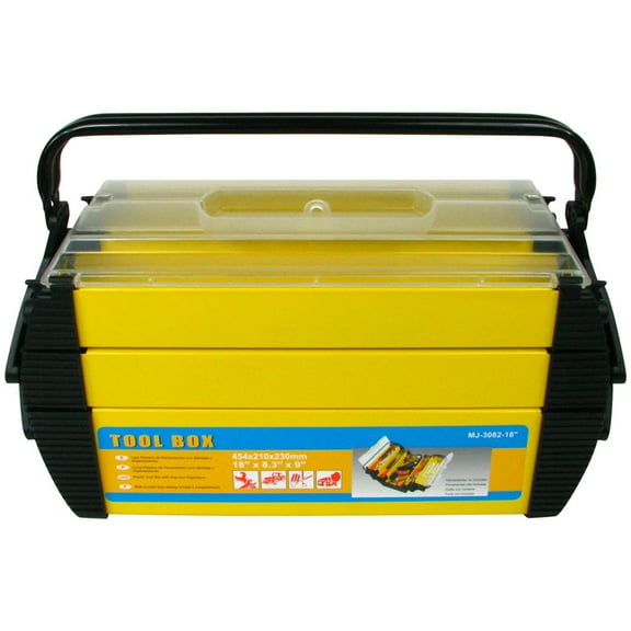 Stalwart Tool Storage Boxes and Organizers, Steel Plastic Yellow, 18 x 8.25 x 8.75 inches, 8.00 lb