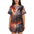 thumbnail image 1 of Balery Fire Sky Dragon Conjunto de Pijama para Mujer con Estampado, Dos Piezas de Manga Corta y Shorts, Ropa de Dormir Suave con Cuello Redondo y Bolsillos-4X-Large, 1 of 6