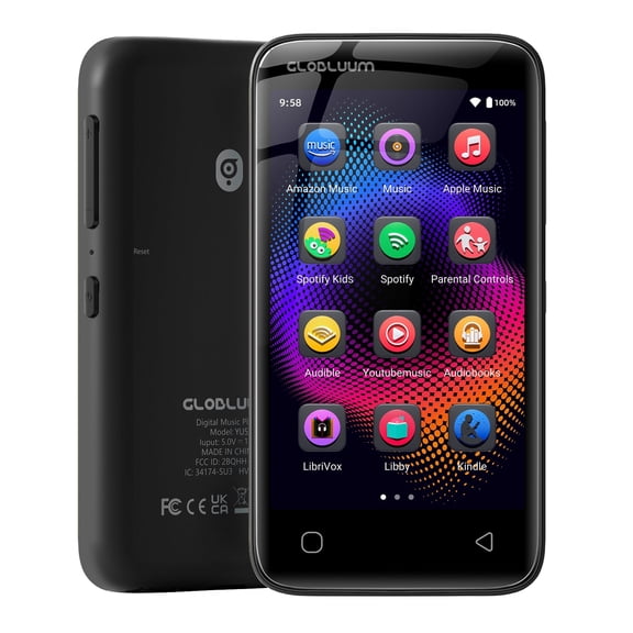 160GB MP3 Player for , 4" Touch Screen, Bluetooth & Wifi, Parental Controls, Supports Spotify , Libby, Black