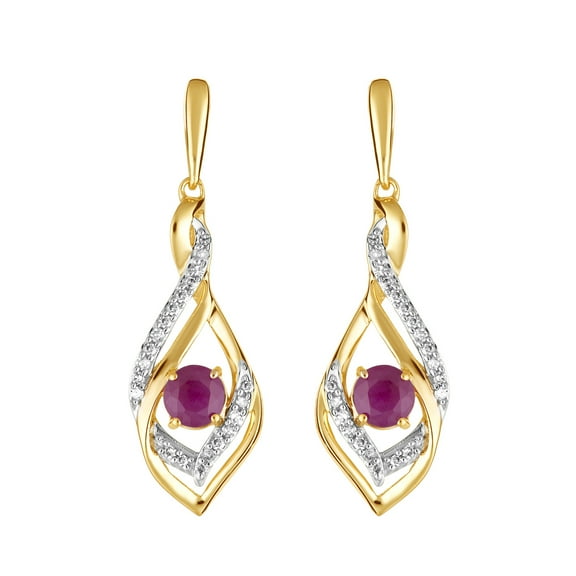10k Gold Ruby & 1/8 Carat T.W. Diamond Drop Earrings