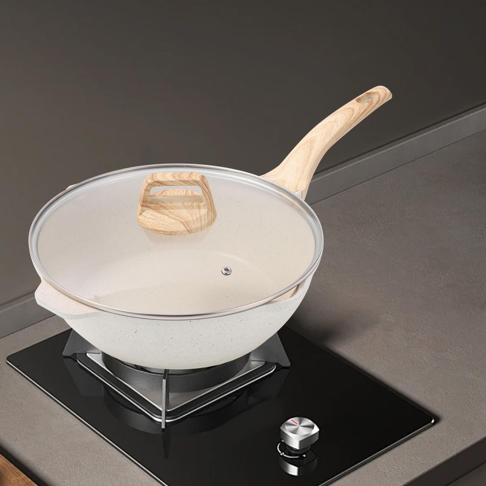 Baoblaze 24cm Deep Frying Pan Non Stick with Lid Smooth Surface Multipurpose Cookware