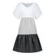 thumbnail image 4 of Gibobby Vestidos Casuales para Mujer Vestido de manga corta con cuello en V y retazos de lunares sueltos informales a la moda para mujer(Negro,G), 4 of 5