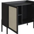 thumbnail image 5 of Boho Bar Cabinet with Gold Iron Legs, 2 Rattan Accent Doors, and 3 Shelves – Nero Black, 36.6" W x 32" H x 14.8" D, 5 of 6