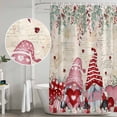 thumbnail image 5 of Valentine's Gnomes Shower Curtain, Waterproof Shower Curtains for Bathroom, Weeping Eucalyptus Pink Red Love Heart Retro Washable Fabric Bathtub Curtain Set Bath Decor with 12 Hooks Stall 36"x72", 5 of 8