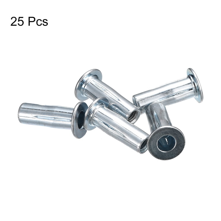 Qjaiune 25-Pack M5 Multi-Grip Rivet Nuts – Pre-Bulbed Carbon Steel Threaded Inserts, Flat Head Slotted, For Sheet Metal & Machinery