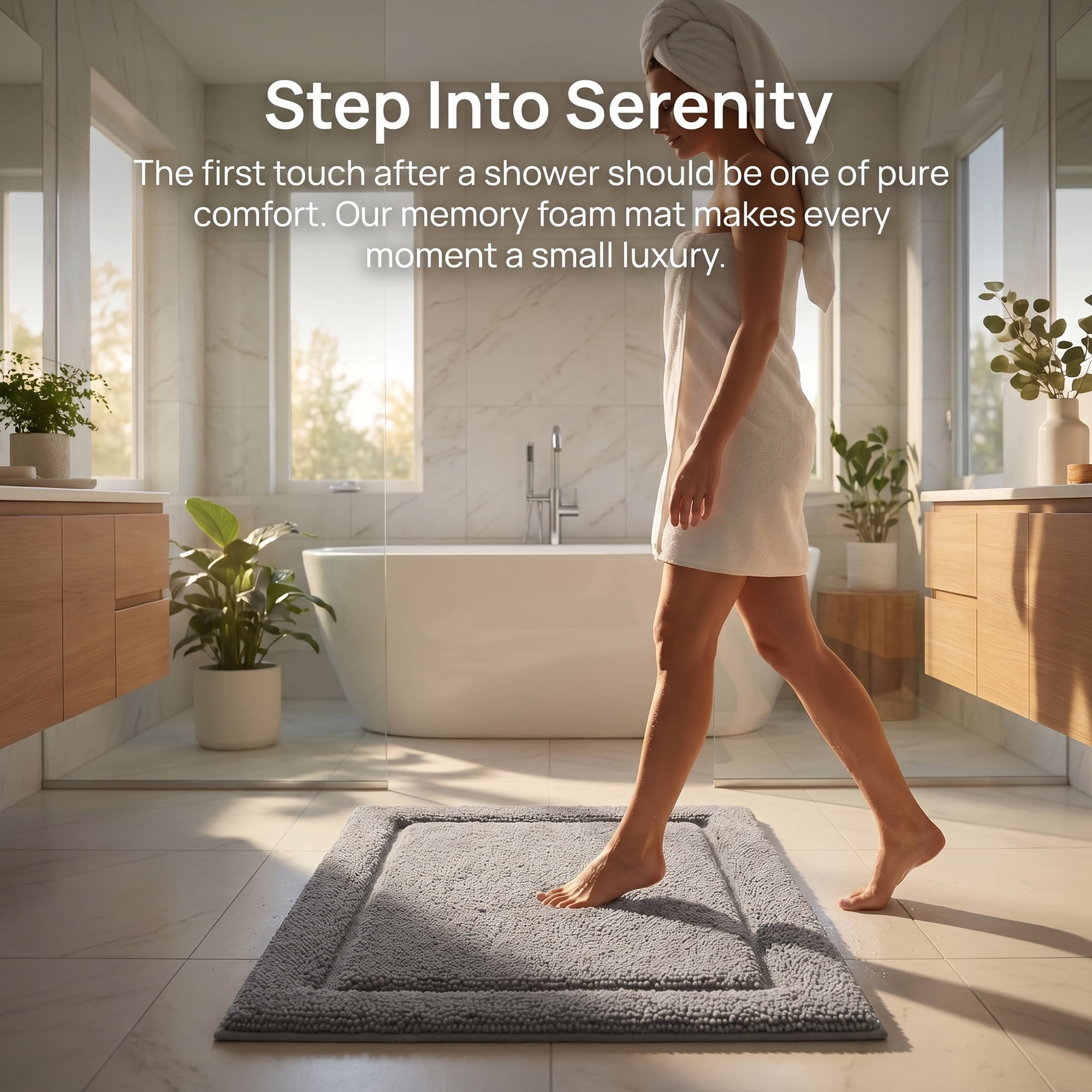 Unique Bargains Ultra Soft Shaggy Bath Mat Super Absorbent Non Slip Mat Gray 24" x 17"