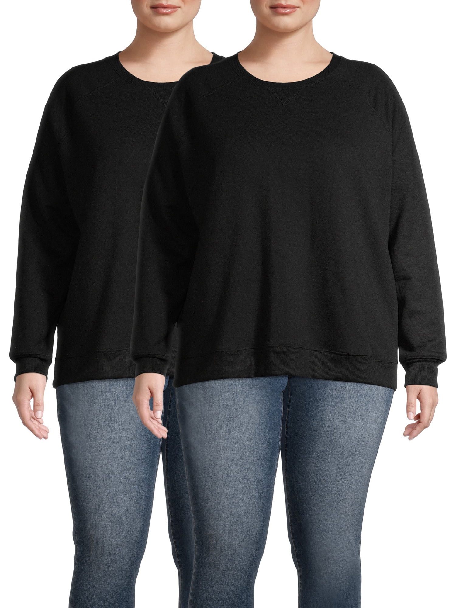 Terra & Sky - Terra & Sky Women's Plus Size Fleece Athleisure Sweatshirt 2-Pack - Walmart.com 