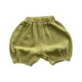 thumbnail image 2 of NAISIBABY Boys Girls Shorts, Elastic Waist Cotton Linen Solid Color Summer Casual Shorts Green 5-6T, 2 of 3