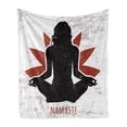thumbnail image 1 of Yoga Soft Flannel Fleece Throw Blanket, Grunge Display Woman in Lotus Pose the Flower Backdrop Rejuvenation Namaste, Cozy Plush for Indoor and Outdoor Use, 60" x 80", Orange Black White, by Ambesonne, 1 of 6